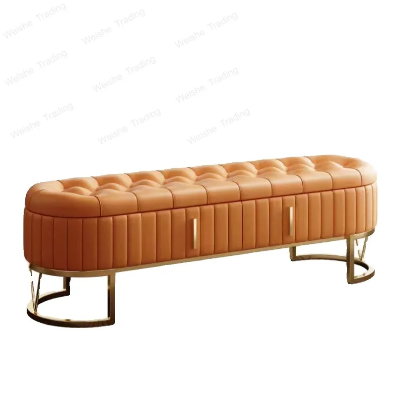 Leichter Luxus-Schuhwechselhocker, für den Eingangsbereich, nordisches Leder-Sitzkissen, Schuhschrank, Sitzbank