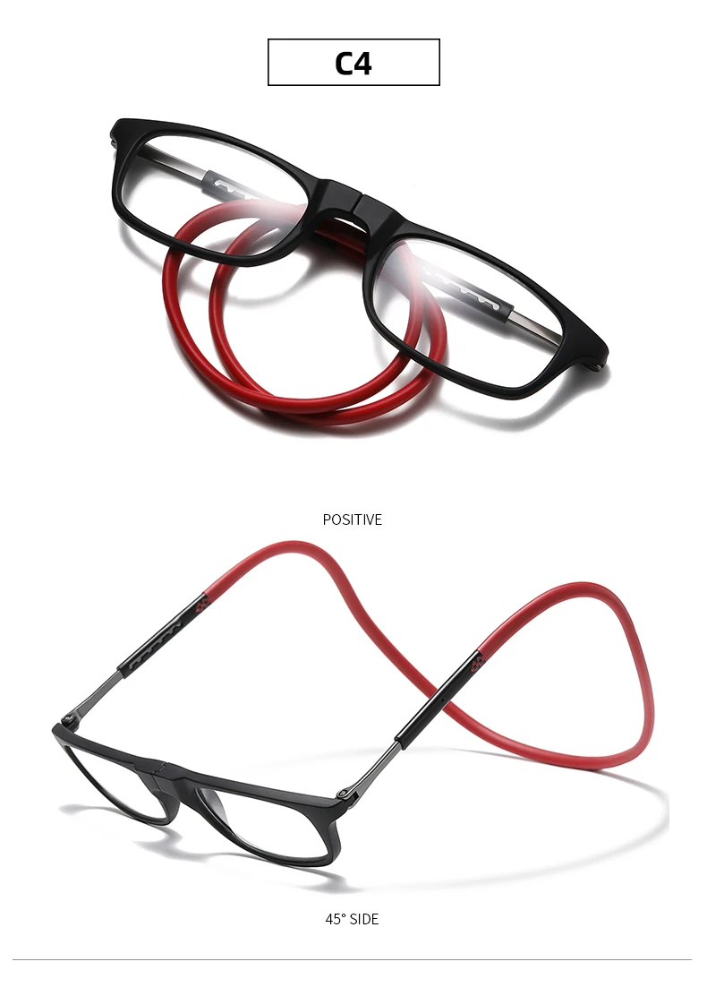 Neue Faltbare Halsband-Lesebrille HD-Harz Modische Magnetische Gleitsichtbrille für Alterssichtigkeit – Detail 12