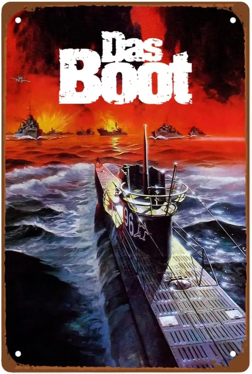 x1,Das Boot Movie Металлическая настенная жестяная вывеска Исторические военные фильмы Современный ретро-подарок Человек-пещера Декор Винтажные украшения War Adven