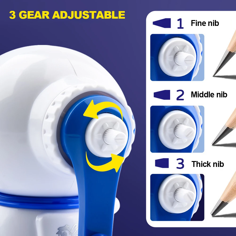 3 Gear Adjustable Spaceman rautan pensil lucu kartun tangan engkol meja rautan pensil mesin alat tulis perlengkapan sekolah