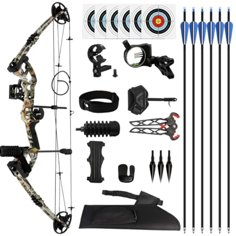 

Комплект составного лука с регулировкой натяжения 20-70 фунтов для стрельбы на мишенях на открытом воздухе, набор для стрельбы из лука с карбоновыми стрелами и аксессуарами