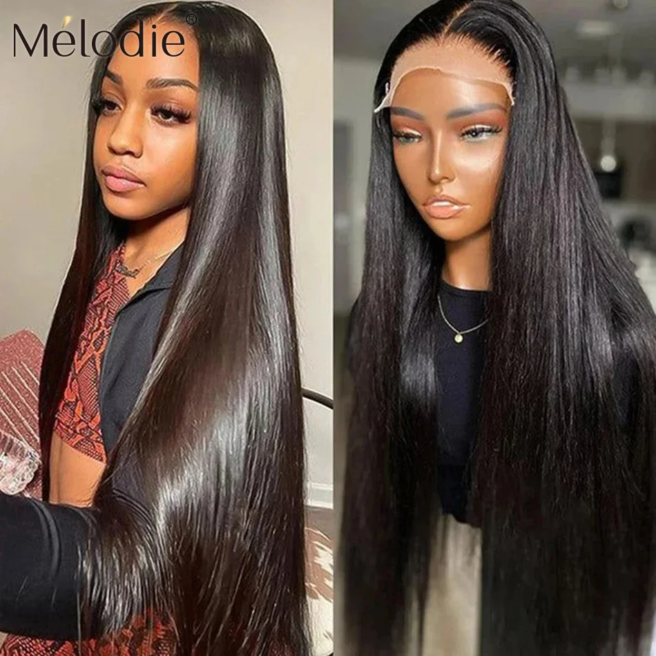 Melodie 13X6 HD Lace Frontal Wigs Human Hair 13x4 Straight 250 Density Pre Plucked Indian Hair For Women