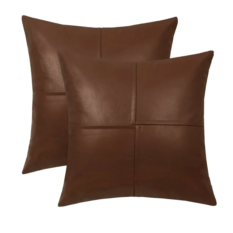 

Patchwork Faux Leather Decorative Throw Pillow Covers Cushion Cases 45x45CM Modern Rustic Luxury Pillowcase for Sofa Bedroom