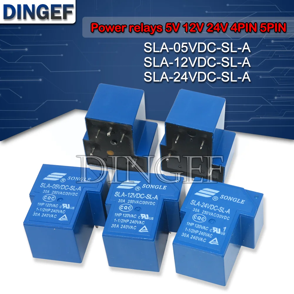 Power relays SLA-05VDC-SL-A SLA-09VDC-SL-A SLA-12VDC-SL-A SLA-24VDC-SL-A 5V 9V 12V 24V 30A 4PIN DIP4 T90 Time Relay 5PIN