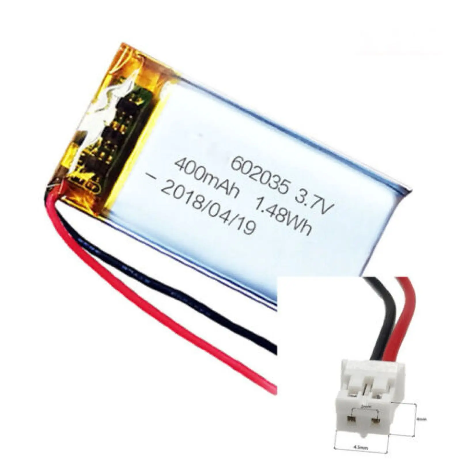 

3.7V 400mAh 602035 Li-Polymer Li Battery JST-PH 2pin 2.0 For DVD CAMERA POWER BANK LAPTOP MOBILE POWER MP4 SMART WATCH