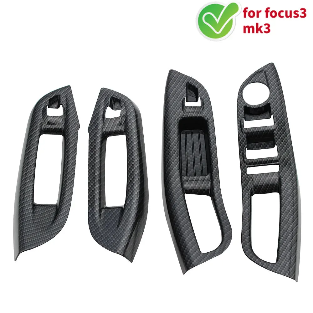 For Ford Focus 3 MK3 2015-2018 Car Door Interior Armrest Window Panel Decorative Sticker 4Pcs