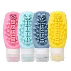Refillable Bottles Portable Soft Silicone Travel Shampoo Cosmetics Gel Containers Bottles Squeezable With Suction Cup 60ml 89ml