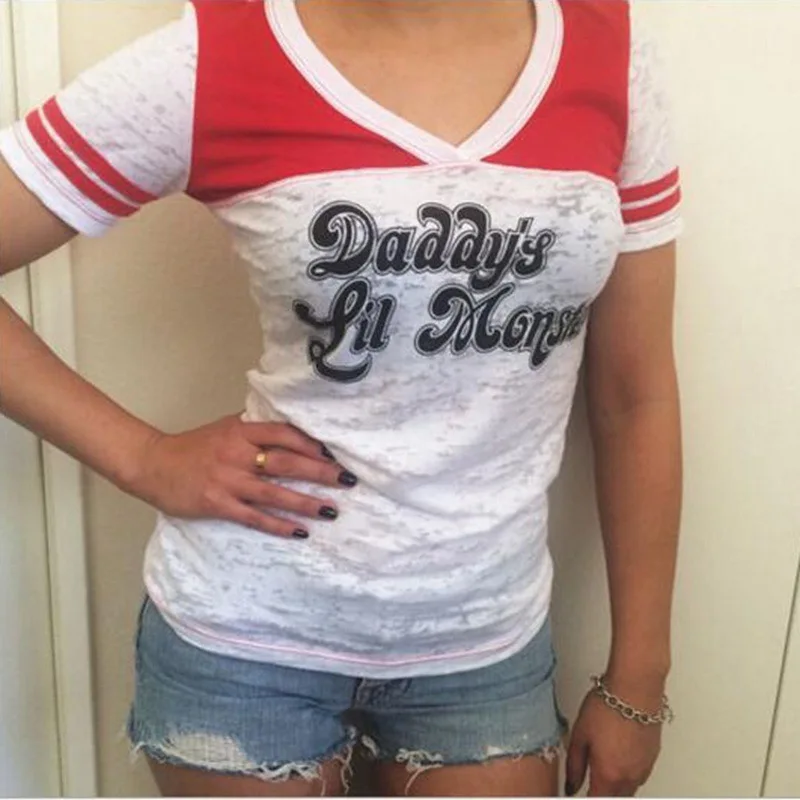 Shirt Beauty Girls T-shirt Daddy's Lil Monster Top  Cosplay Costume Ladies Short Tee Shirt For Adult Halloween cosplay