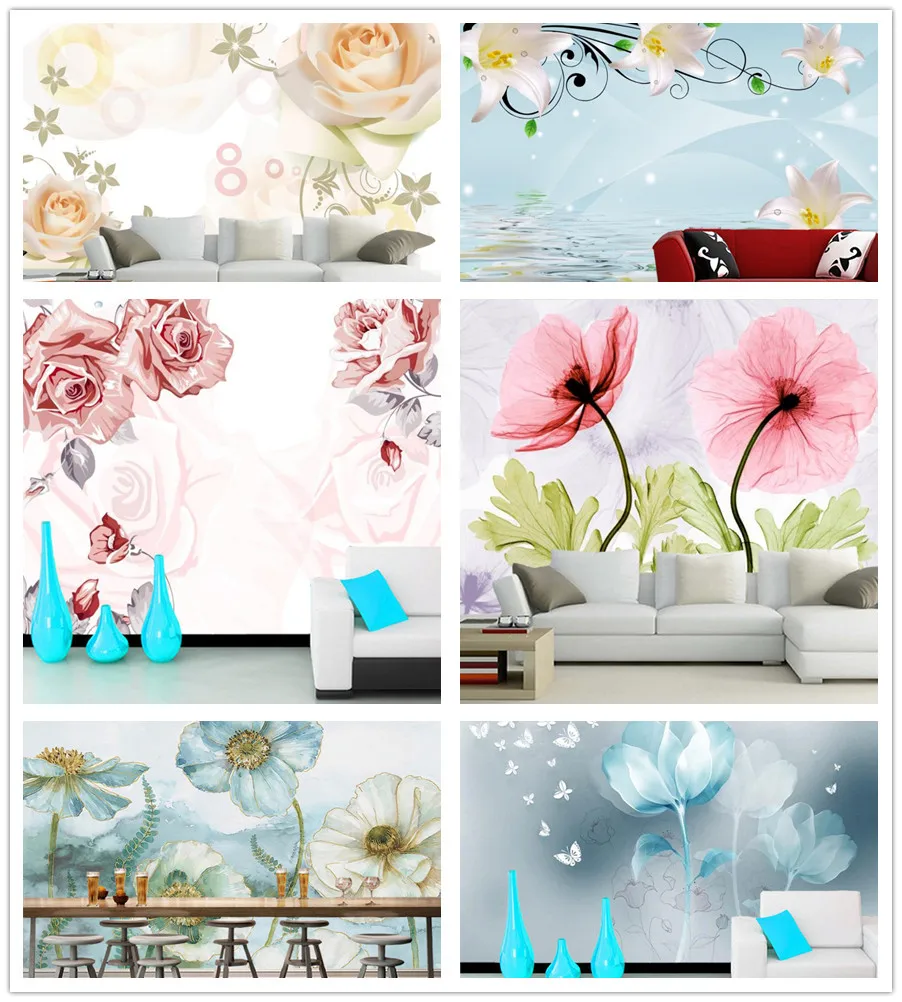 

Papel de parede custom 3d flowers and birds landscape art wallpaper living room tv bedroom home decor