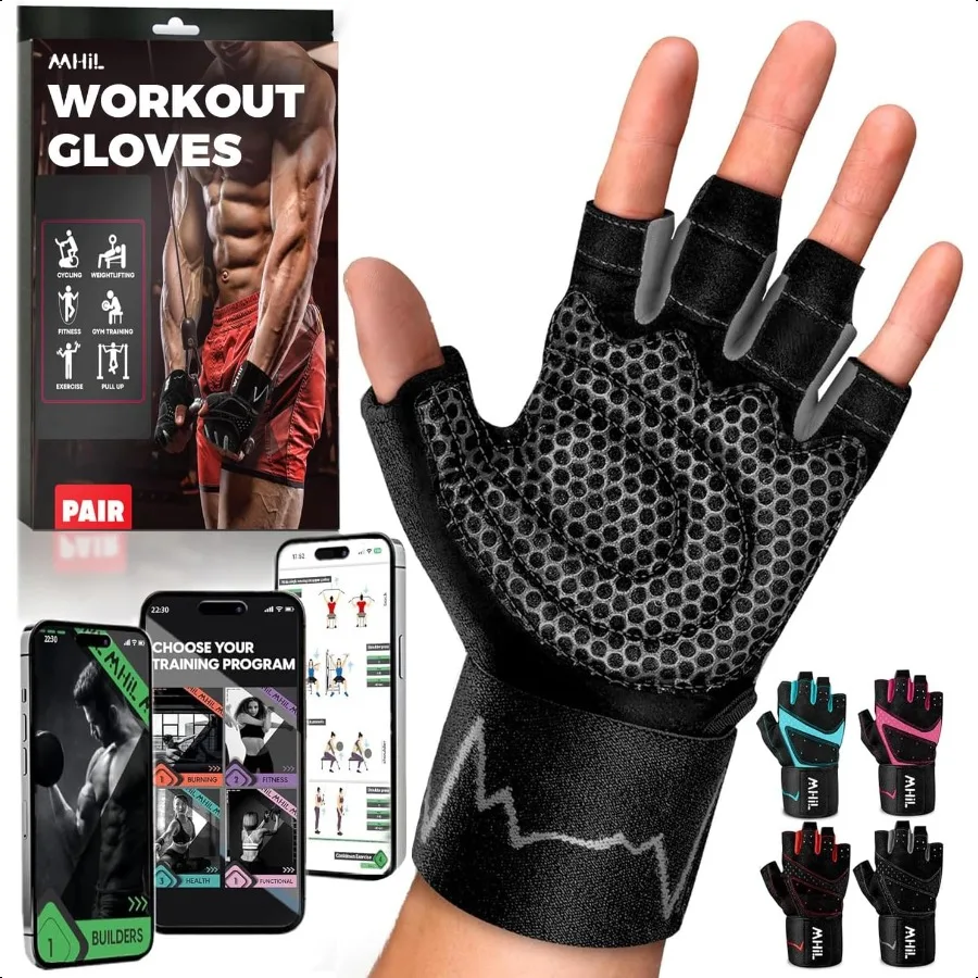 Guantes de entrenamiento para hombres Cómodos guantes de gimnasio para hombres con agarre mejorado para seguridad y protección de manos Protección de levantamiento de pesas