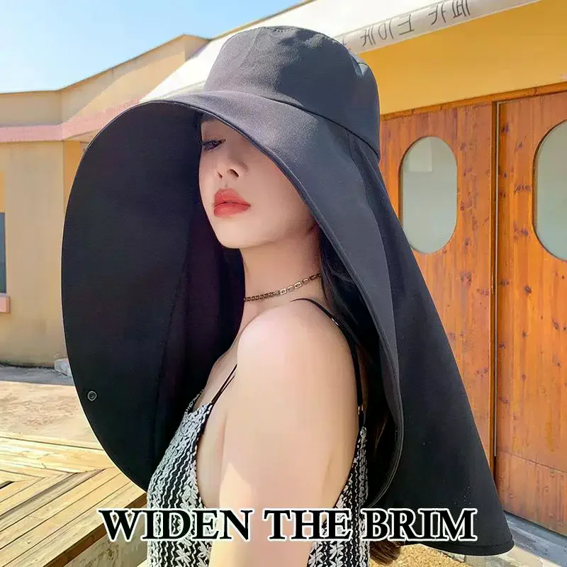 Wide Brim UV Sun Hat UPF 50+ Full Face Neck Protection with Removable Shawl for Women Gardening Travel Beach Camping