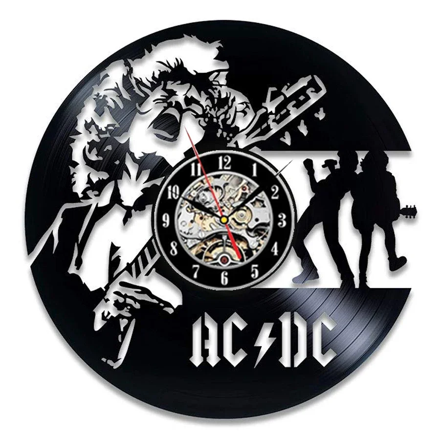 AC DC Vinyl Record Wall Clock Modern Design Music Rock Band Vintage Vinyl CD Clocks Wall Watch Home Decor Gifts for Fans