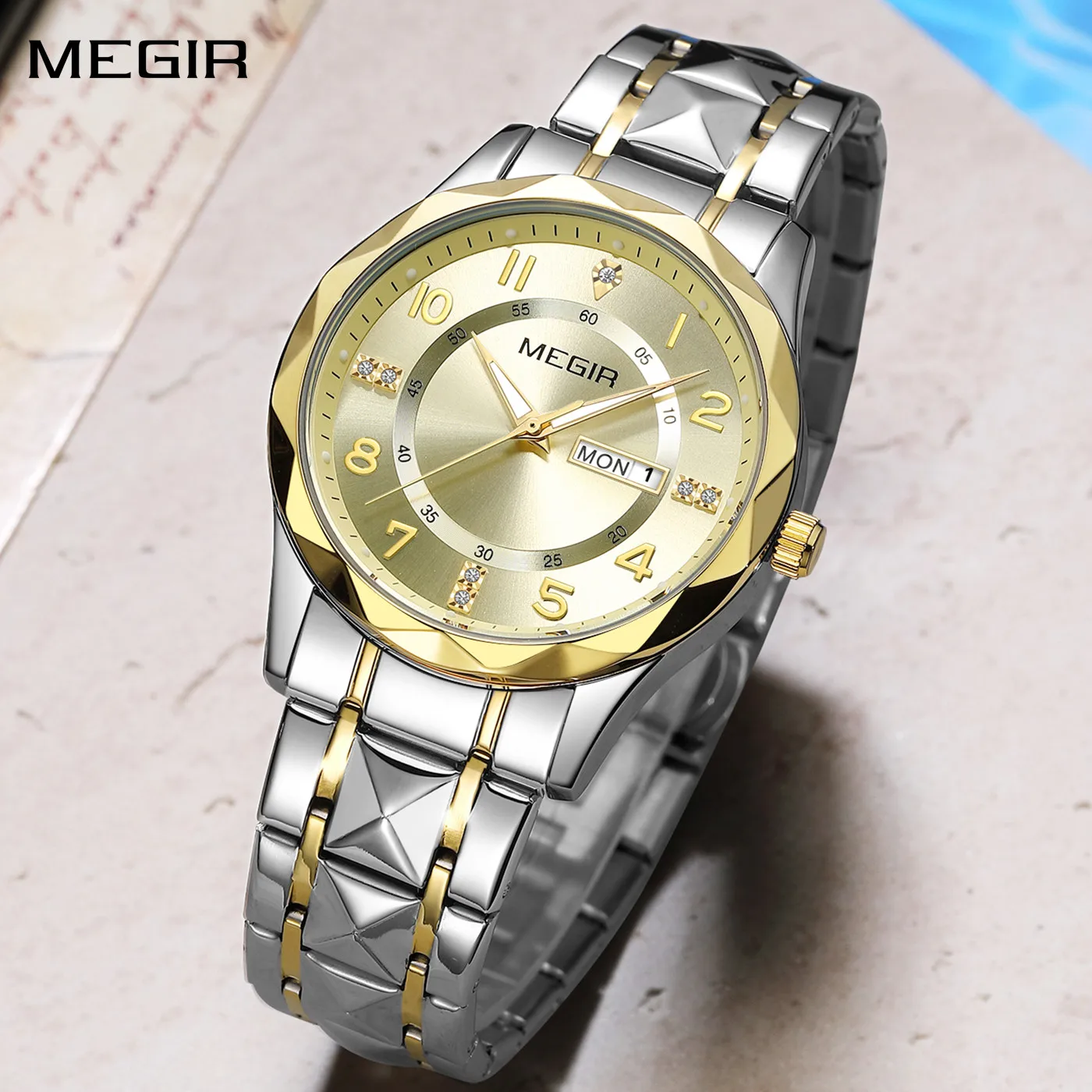 MEGIR Men's Sport Military Watch 3ATM Waterproof Luminous Date Week Fashion Business Quartz Wristwatches Relogio Masculino