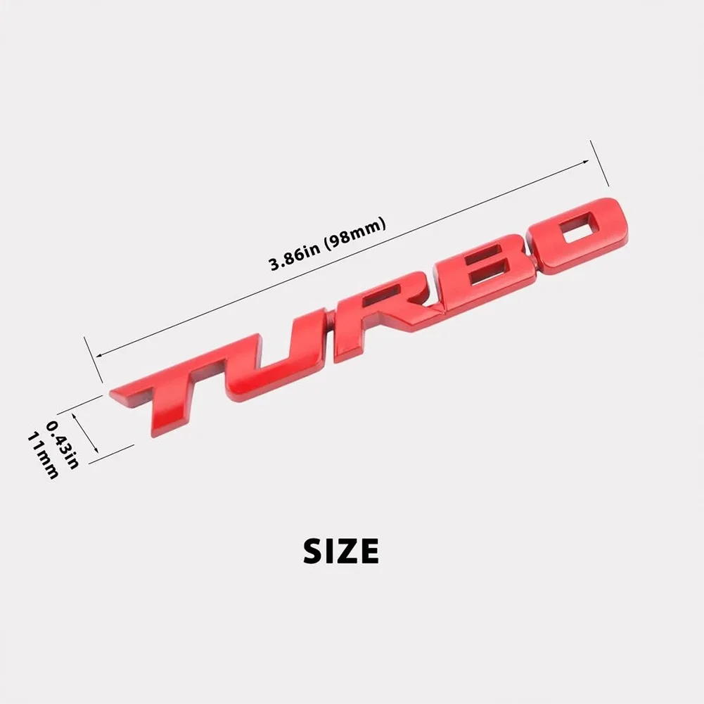Red Turbo Emblem Accessories Car Fender Decal Zinc Alloy Construction Metal Plating Finish Three-dimensional Labeling