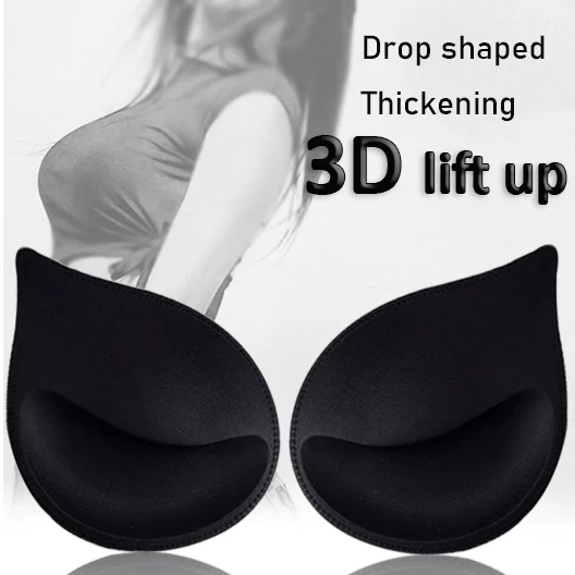 Almohadillas de esponja para sujetador de realce 3D para Bikini, ropa interior para mujer, levantamiento de senos pequeño, forro de sujetador acolchado de plasticidad, traje de baño, inserciones de sujetador