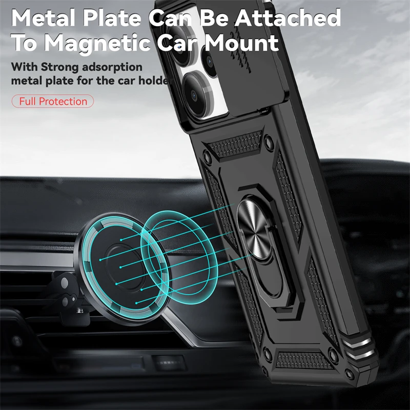 Full Cover For Xiaomi Redmi Note 14 4G Case Redmi Note 14 4G Push Window Magnetic Phone Holder Case For Redmi Note 14 4G Case