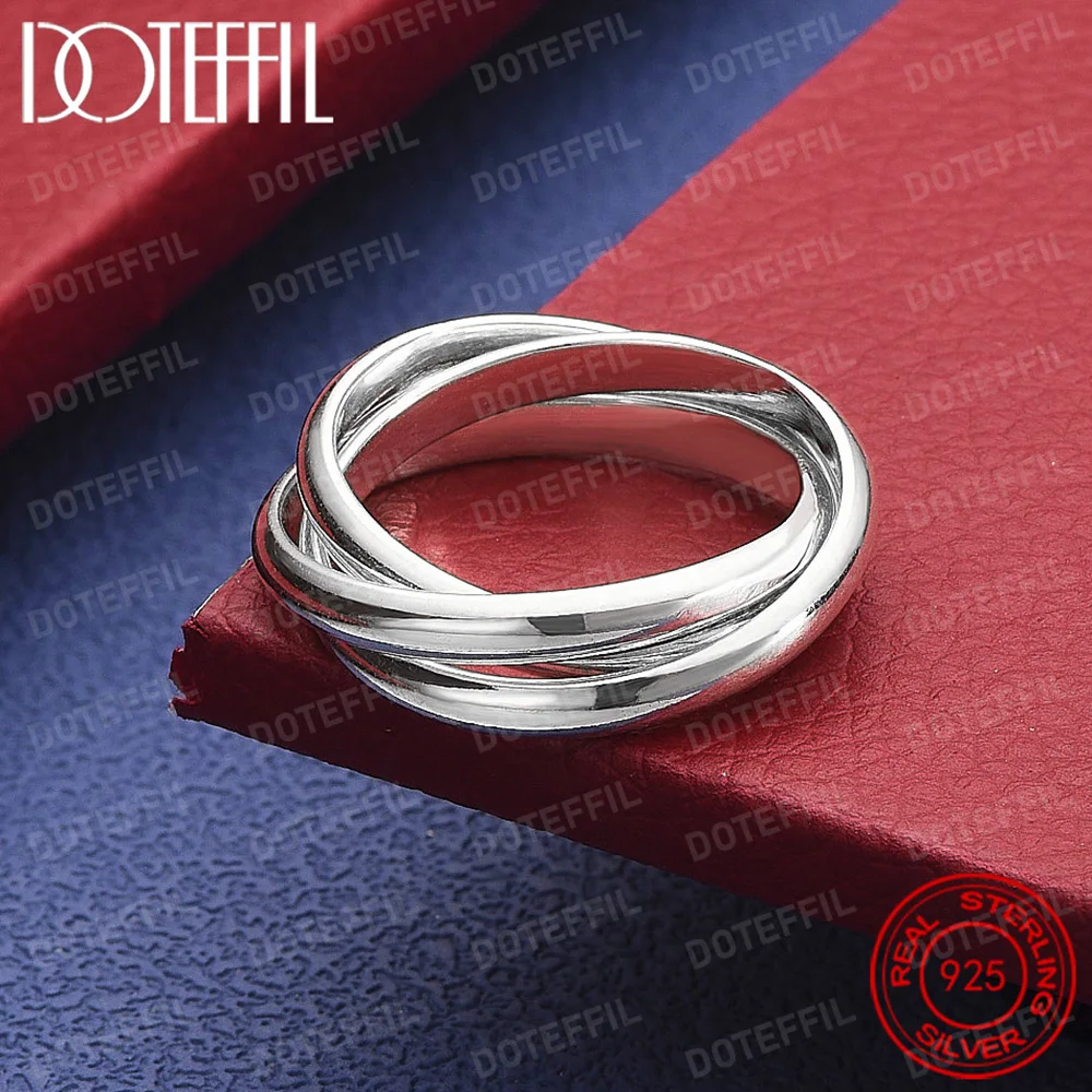 

Кольца из стерлингового серебра 925 пробы с тремя кругами, женские свадебные красивые очаровательные модные женские украшения, милый подарок для влюбленных