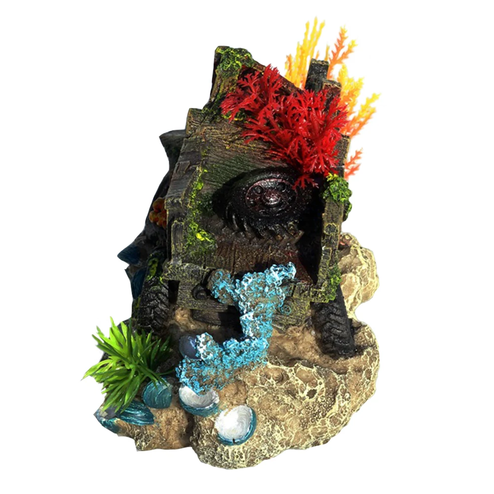 

1pc Aquarium Ornament Coral Truck Resin Decor Fish Tank Decoration For Home Office Freshwater Saltwater Sea Decorations