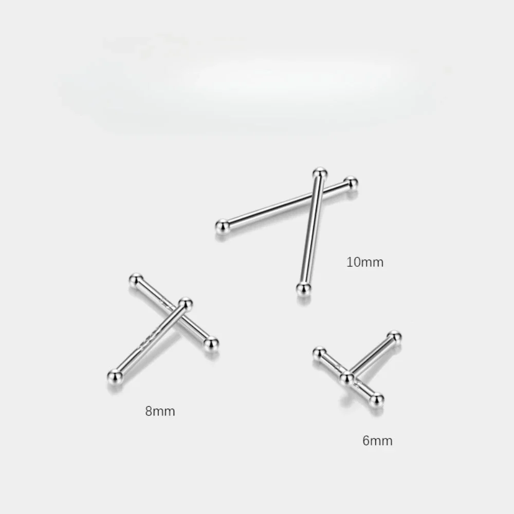 10pcs S999 Pure Silver Ear Studs for Sensitive Ears Healing Ear Piercing Multifunctional Ear Stick Nose Pin