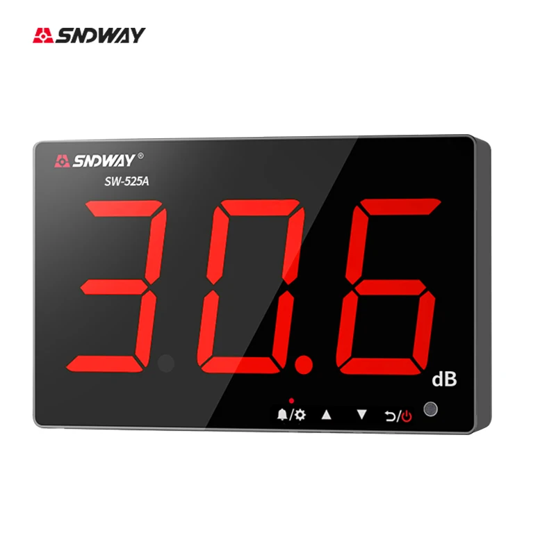 SNDWAY Digital fonometro SW-525A a parete Decibel metro 9.6 pollici 30-130dB grande schermo appeso tipo rumore dB metro