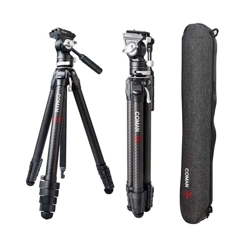 

COMAN Zero V Carbon Fiber Tripod DSLR Camera Lightweight Travel Video Tripods With Quick Release Plate For Sony Canon Nikon