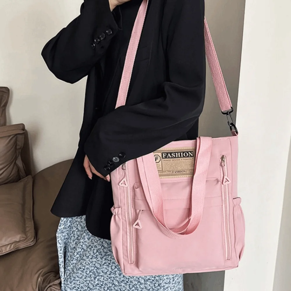 Solid Color Women's Shoulder Bag Large Capacity Lightweight Single-shoulder Bag Simple Portable Student Tote Bag Spring Summer