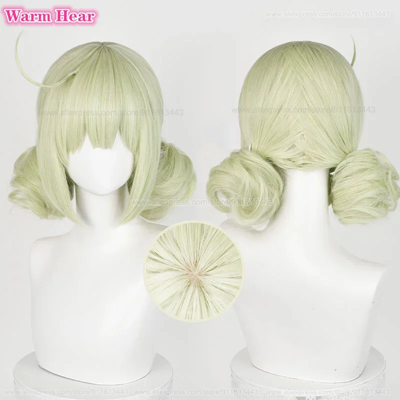 Nouveau! Anime Araga Kiwi Cosplay Perruque pour Femme, Chignon Double Cheveux Cyan, Perruques Synthétiques, Degré de Chaleur, Court, ixd'Halloween, 35cm