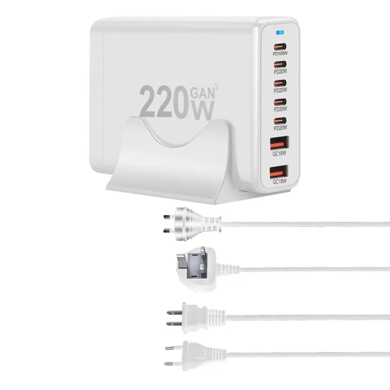 220W Desktop PD Charger for Laptops and Devices 5C2A Multi-Function Fast Charging Station