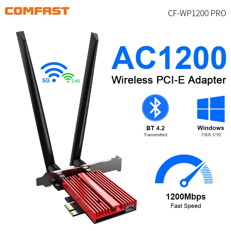 

1200Mbps wireless PCI-E card with 2*6dBi antenna support Bandwidth MU-MIMO 802.11ac+Bluetooth 4.2 Wireless Wifi Card for desktop