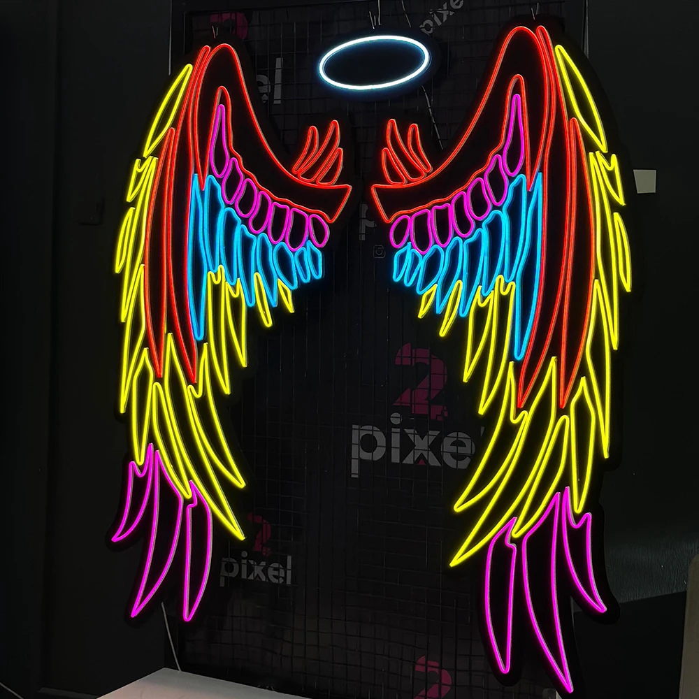 

Colorful Angel Wings Neon Sign Customized Living Room Home Room Wall Decor Led Light Signs Bar Pub Decoration Night Lights