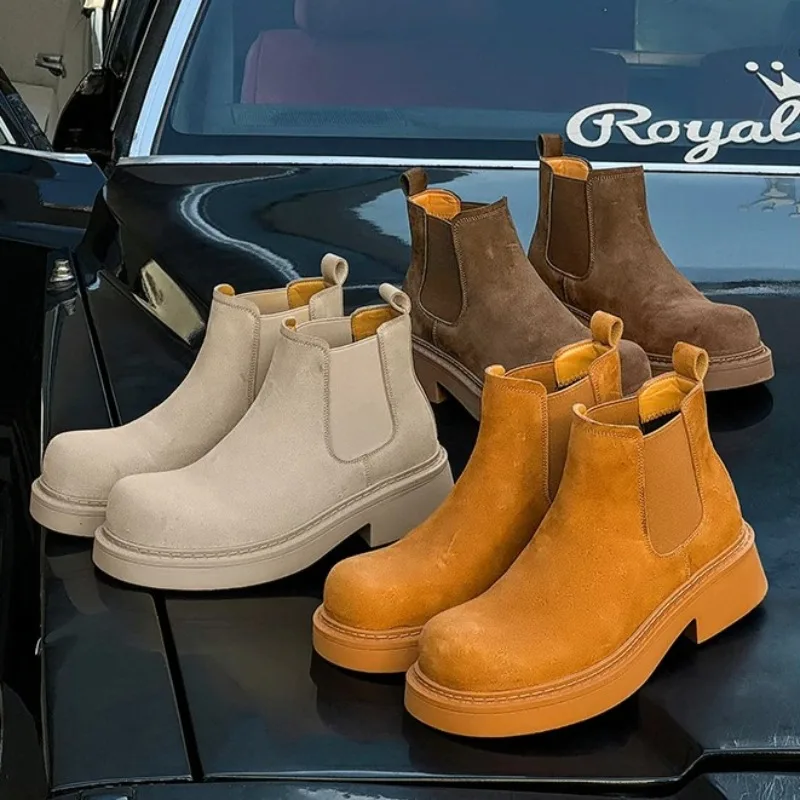 

High Quality Mens Shoes Fashion Business Designer Formal Ankle Boot for Men Anti-slip Platform Casual Shoes for Men Botas Hombre