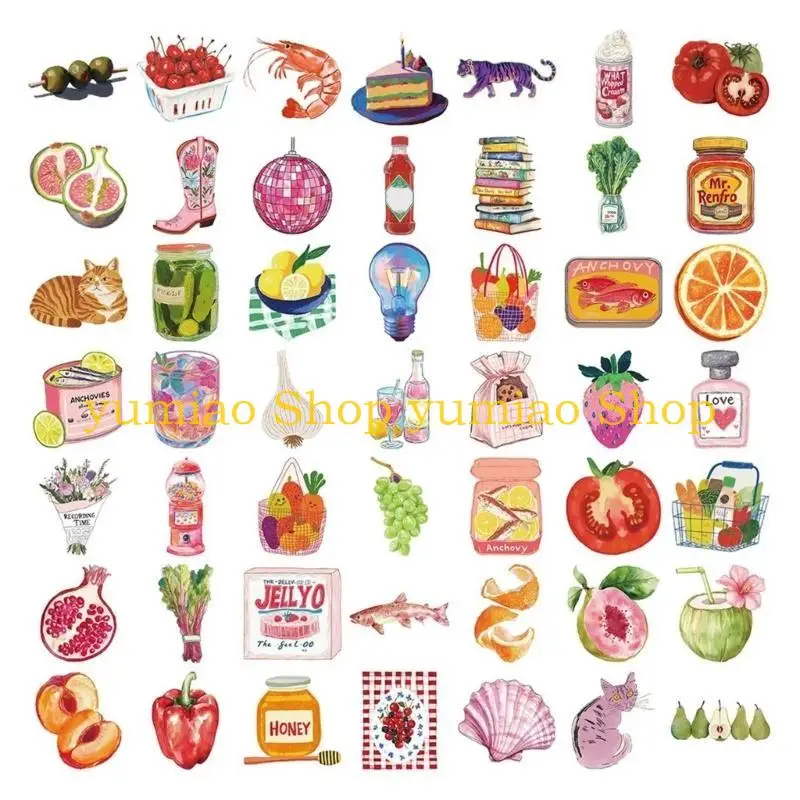 587B 50Pcs/Lot Mediterranean Inspiration Stickers Tear Resistant Adhesive for Journals Skateboards Water Bottles