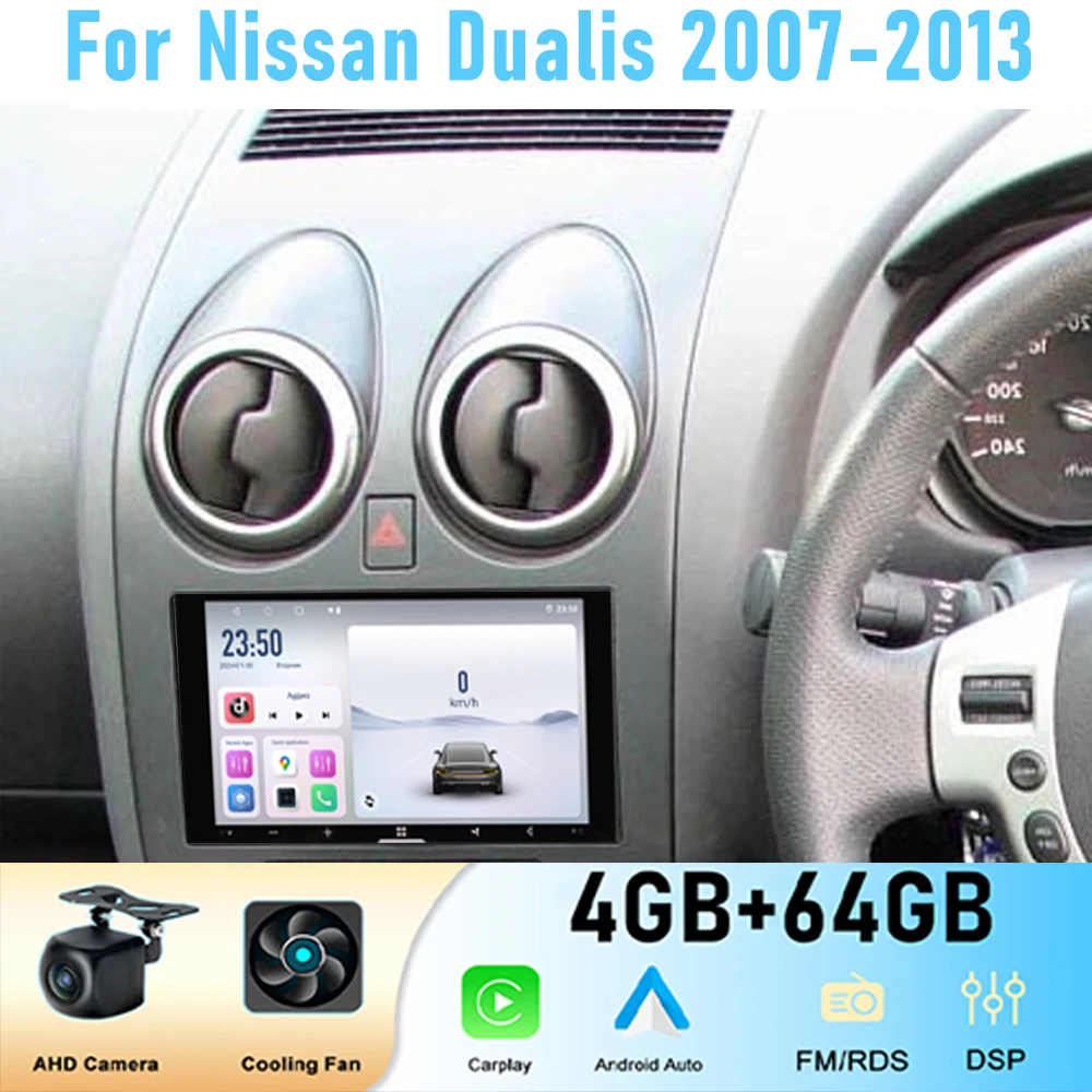 7''  For Nissan Dualis 2007-2013  GPS Car Radio Wireless Apple Carplay  Android 15 Multimedia Player Stereo Navi WIFI BT
