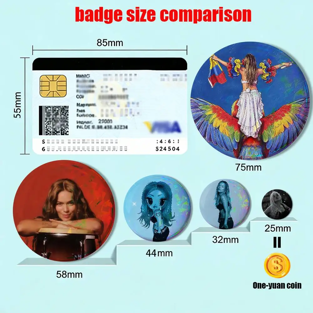No Me Arrepiento Karol G de Sentir Tanto Badges Badges On Backpack Jacket Cartoon Round Brooches  Acrylic Button Pins Collection