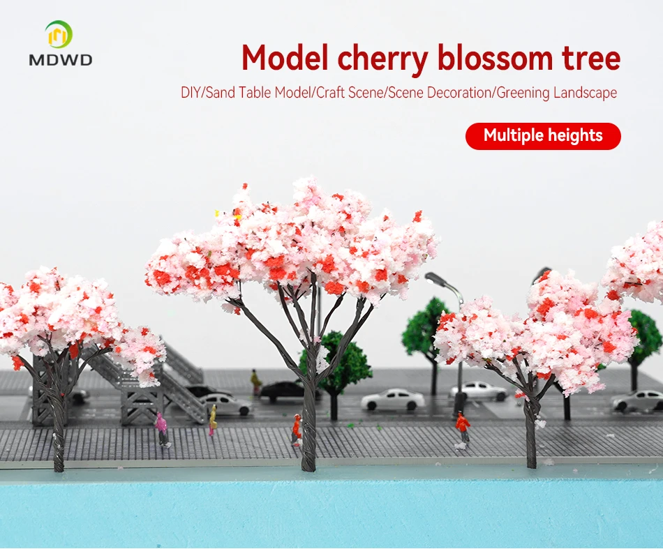 45mm/50mm/65mm/100mm/120mm Kirschbaum Modell HO/N Yard Baum Miniatur Landschaft Film Animation Szene Material Diorama – Detail 3