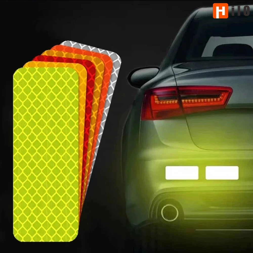 10Pcs Car Bumper Safety Reflective Strip Warning Stickers Waterproof Reflective Warning for Vehicle Motorcycle Car Accessories