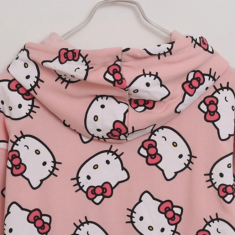 Cute Pink Cartoon Print Hello Kitty Hoodie Women\'s Loose Anime Hoodie Anime Hoodie hoodies women  winter clothes women