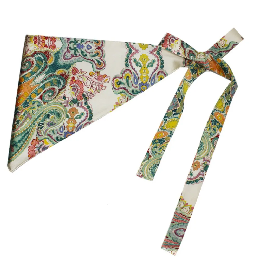 Chinese Style Ethnic Triangular Waistband Embroidered Printing Jeans Decor Floral Triangular Belt Tassel Exquisite