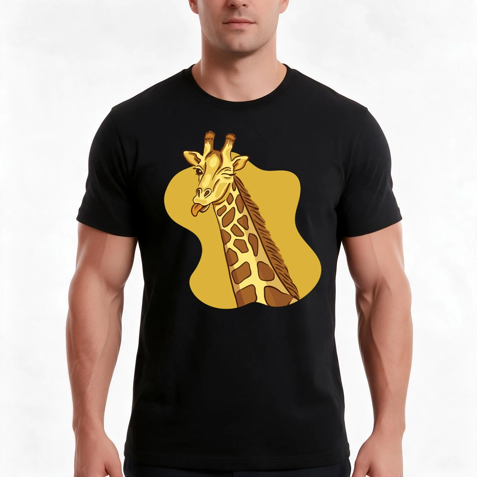 WINKING GIRAFFE T-Shirt, Summer Casual Cotton Tee, Oversized Streetwear Tops, Vintage Graphic Print, Loose Fit Short Sleeve