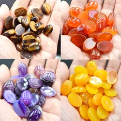 FLTMRH 4pcs 10x14mm Natural Volcano Cherry Quartz Gem Stones Oval Cabochon CAB No Drill Hole  Jewelry Making