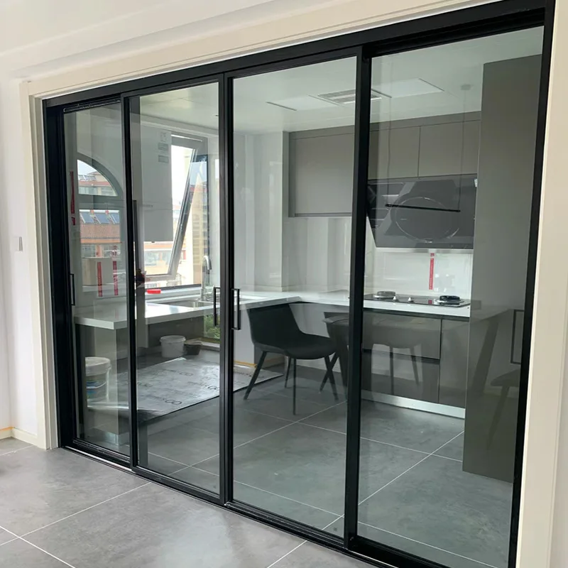 

Кухонные раздвижные двери, интерьерные, двери гостиной, раздвижные двери для учебы, чрезвычайно узкие стеклянные раздвижные двери с тройной связью.