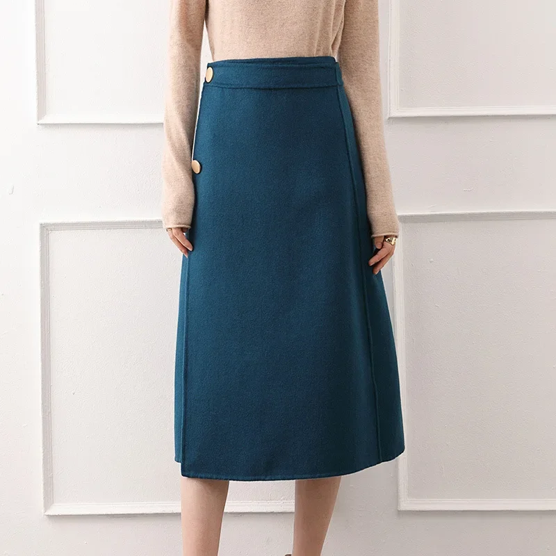 MRMT 2024Brand New 100% Wool Woolen Skirt Women'Stemperament Long A-Line Skirt Thickened Hip Woolen Skirt Women Dress For Female