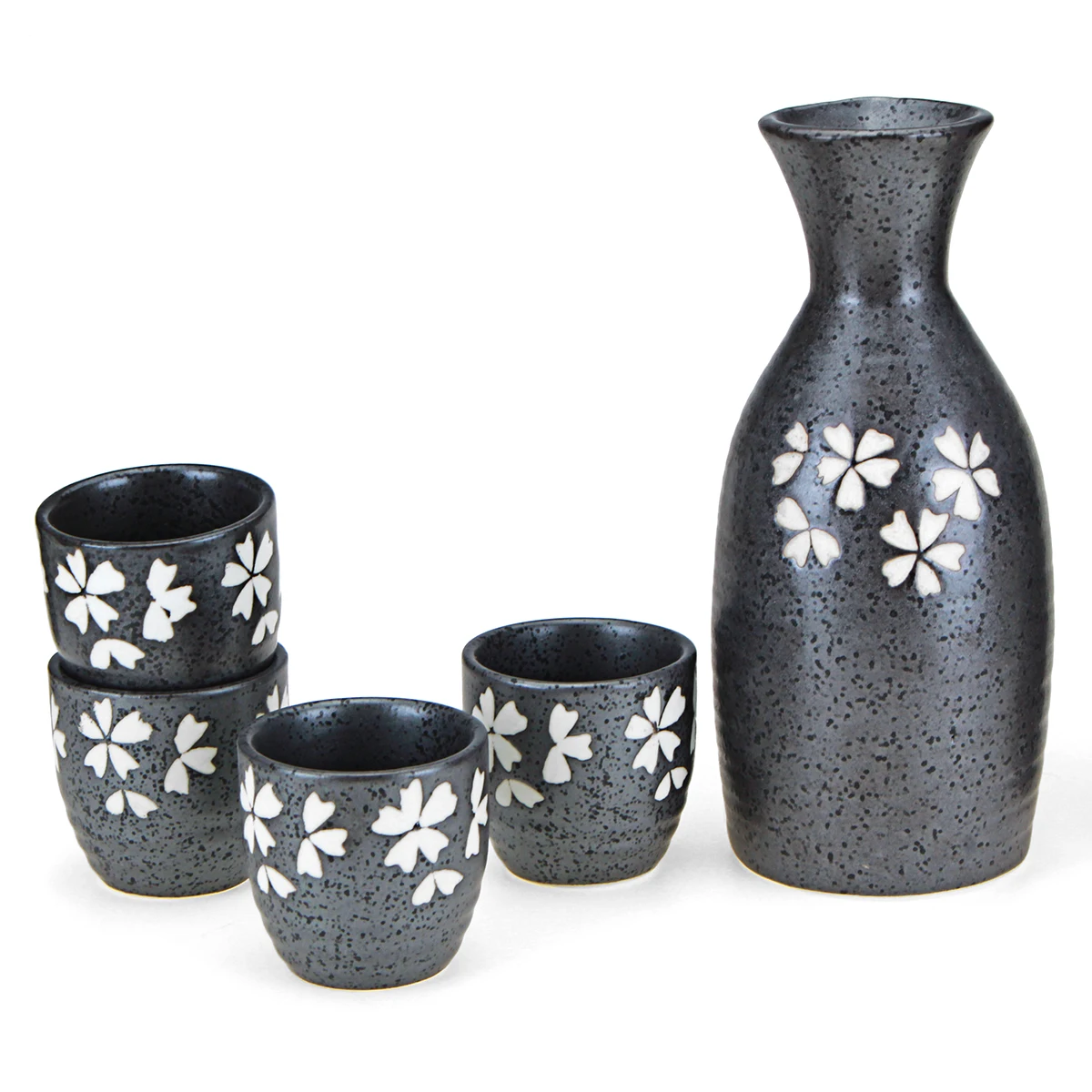 150ml Japanese Style Cherry Blossoms Sake Pot Bottle Flagon Liquor Cups Set of 5 PCS Ceramics Hip Flask Wine Mug