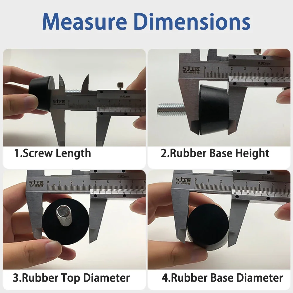 1-20Pcs Rubber Adjustable Feet Pad M6 M8 M10 With Screw Table Chair Balck Leveling Foot Pad Furniture Leg Anti-shock Protection