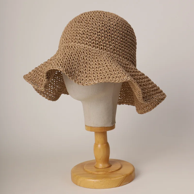 

Straw Hat Summer Women Sun Protection Beach Accessory Big Brim Floppy Cap Foldable For Holiday Outdoor Handmade
