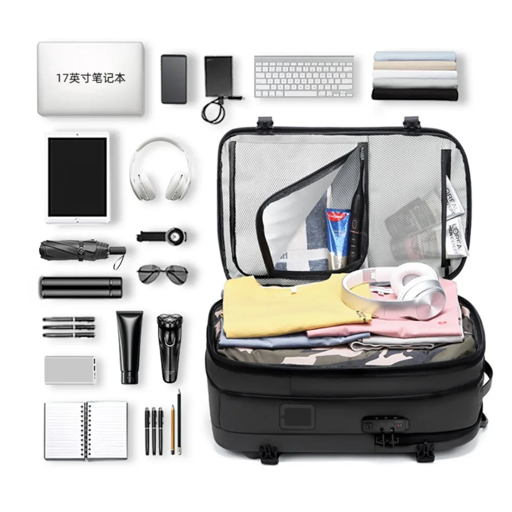 Vacuum Compression Travel Backpack for Men,Large Capacity Expandable Business Backpack,One-Click Vacuum Storage Bag