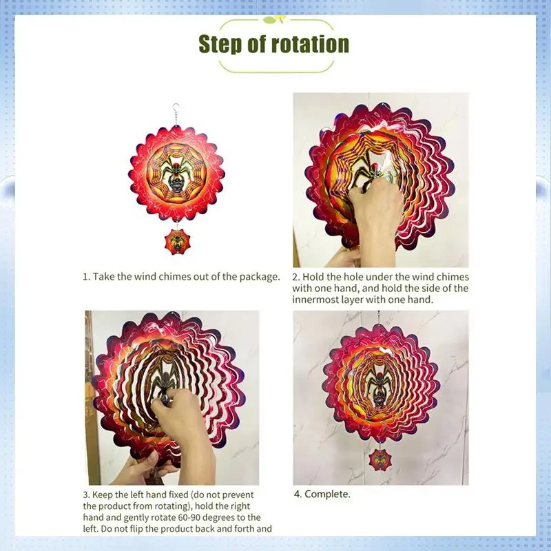 

AD-Halloween Wind Spinner Rotating Garden Hanging Decor Kinetic Sculpture Wind Chime Yard Holiday Decoration