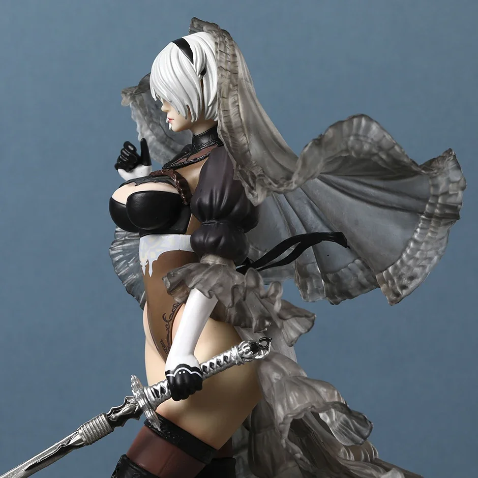Nier:Automata 2B Wedding Dress with Replaceable Head Figurine Doll