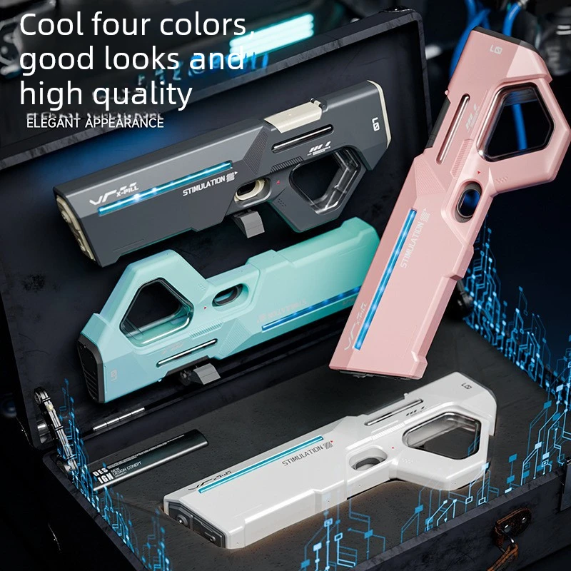 Electric Pulse Water Gun with LED Lights High Pressure Automatic Continuous Shot Water Blaster for Outdoor Summer Beach Play