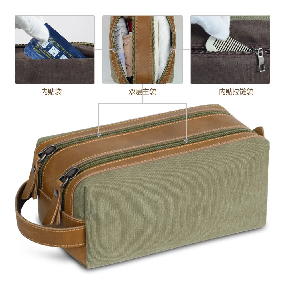 حقيبة أدوات الزينة المحمولة المربعة المقاومة للماء للرجال، حقيبة تخزين للسفر، حقيبة مكياج ذات سعة كبيرة